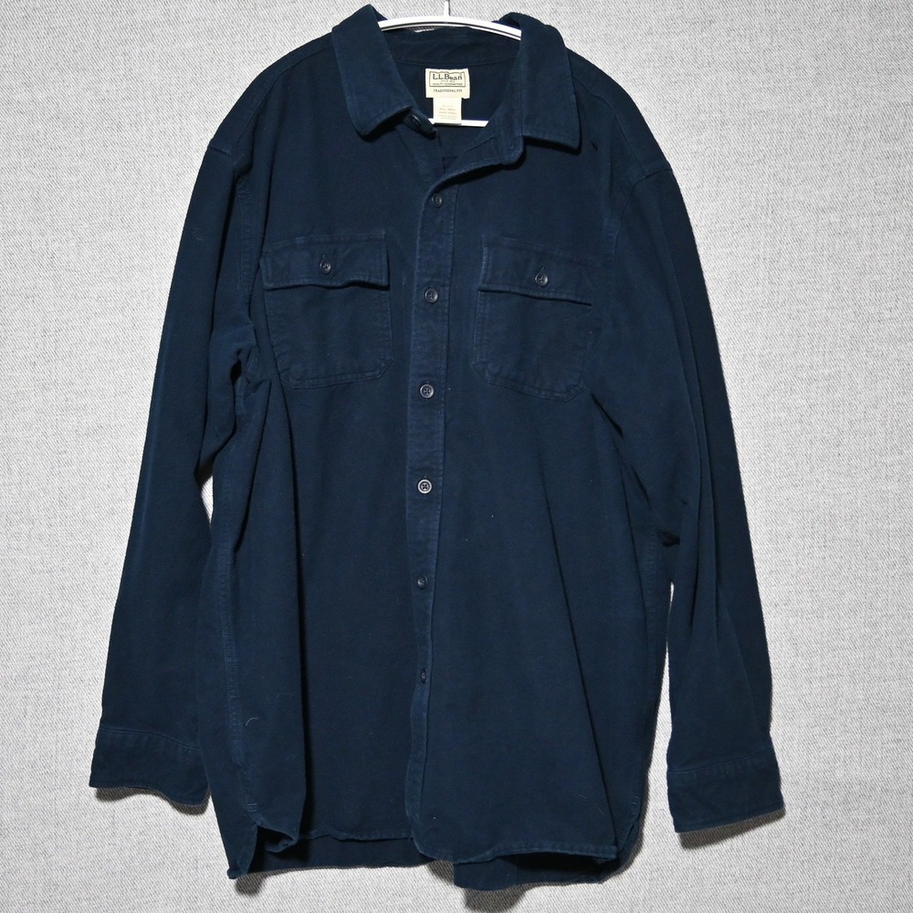 LL Bean Chamois Shirt Mens Traditional Fit XXL Navy Blue